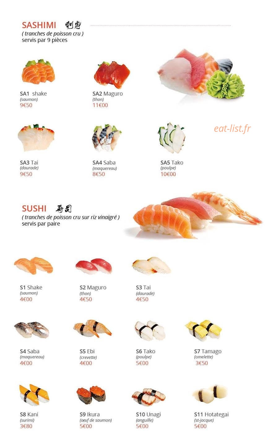 Miya sushi — carte page 1