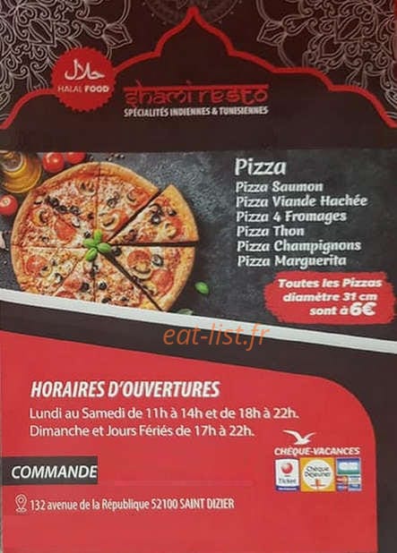 Shami Resto — carte page 1