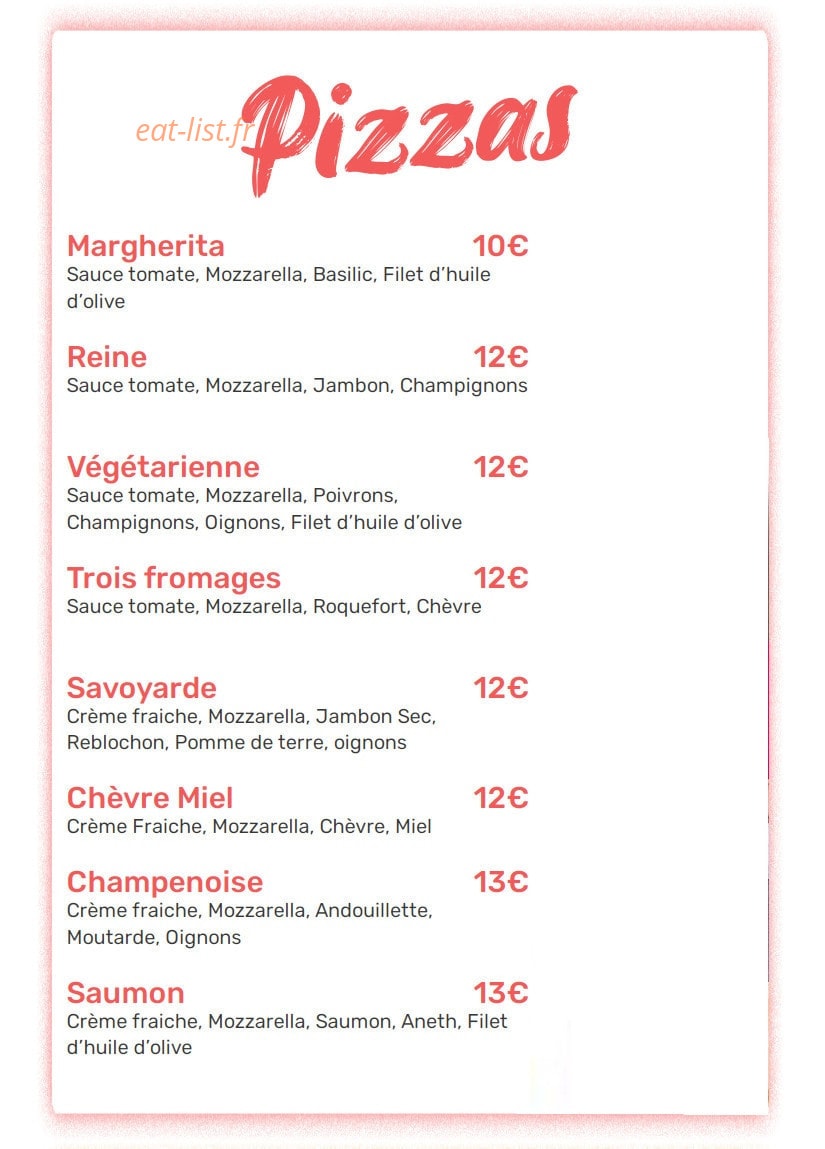Le Snack du Buisson — carte page 1