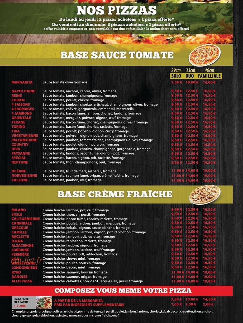 Allo pizza — carte page 2