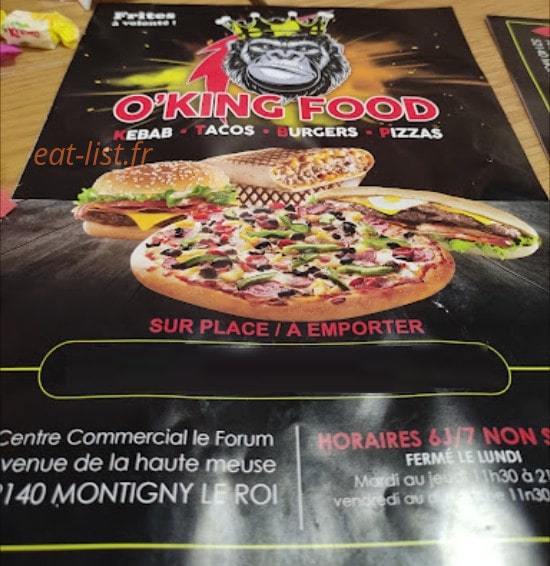 O'King Food — carte page 1