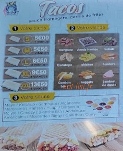 O'King Food — carte page 2