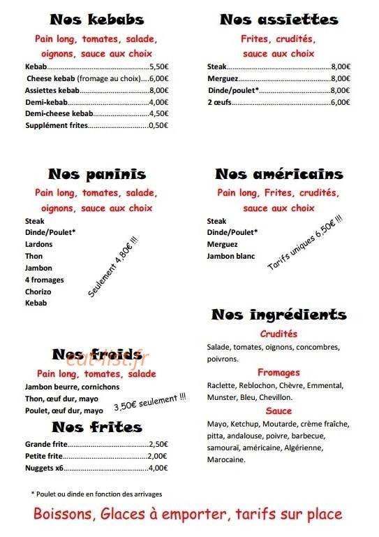 Declik Gourmand — carte page 1