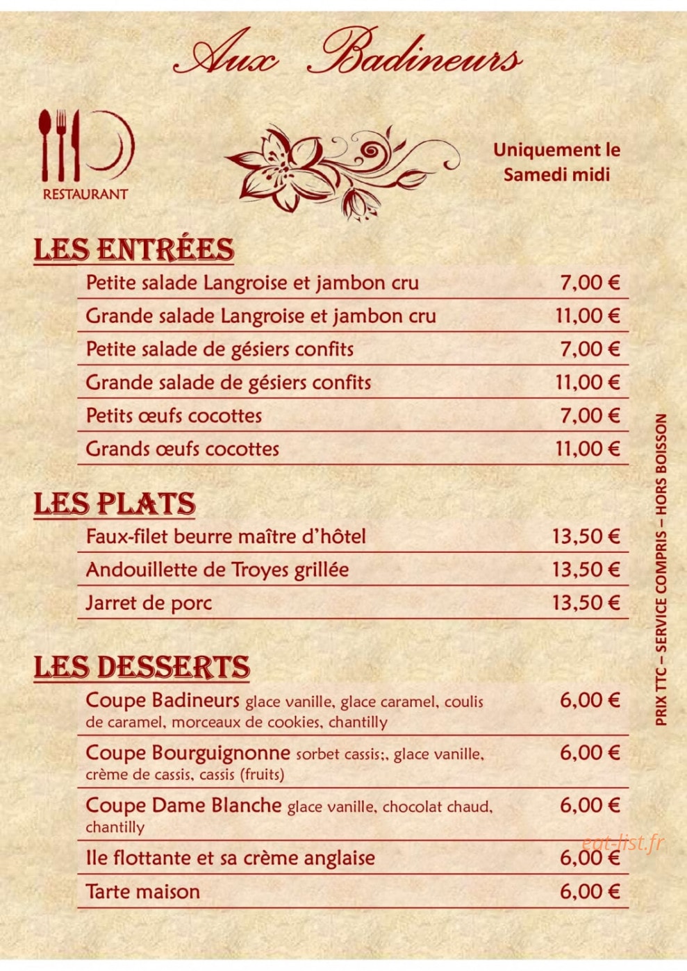 Aux Badineurs — carte page 1
