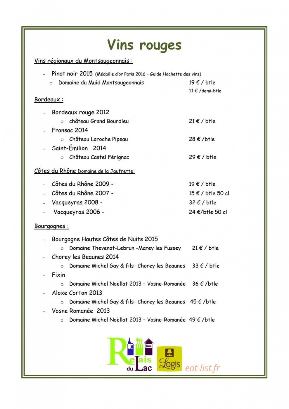 Relais du Lac — carte page 7