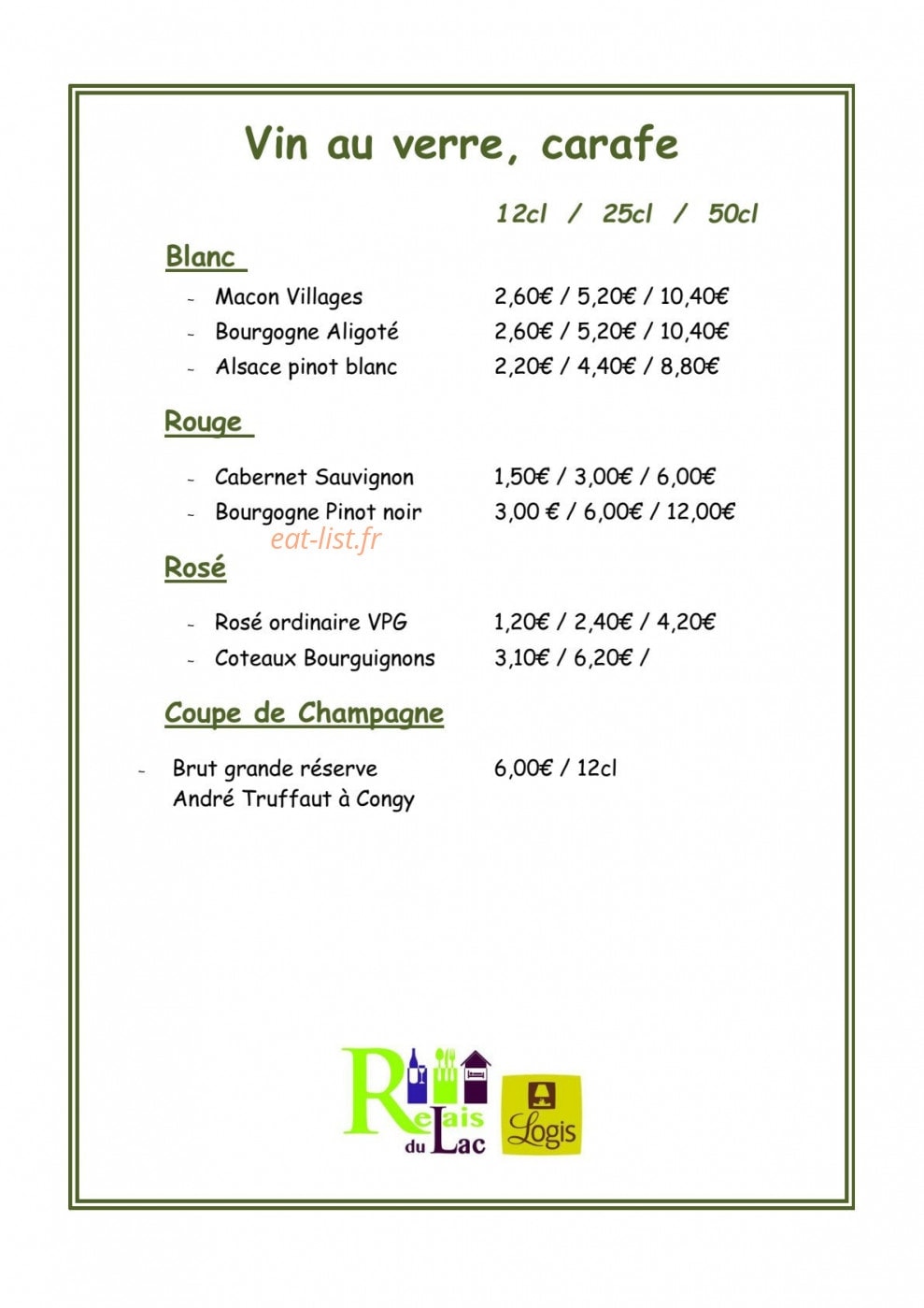 Relais du Lac — carte page 10