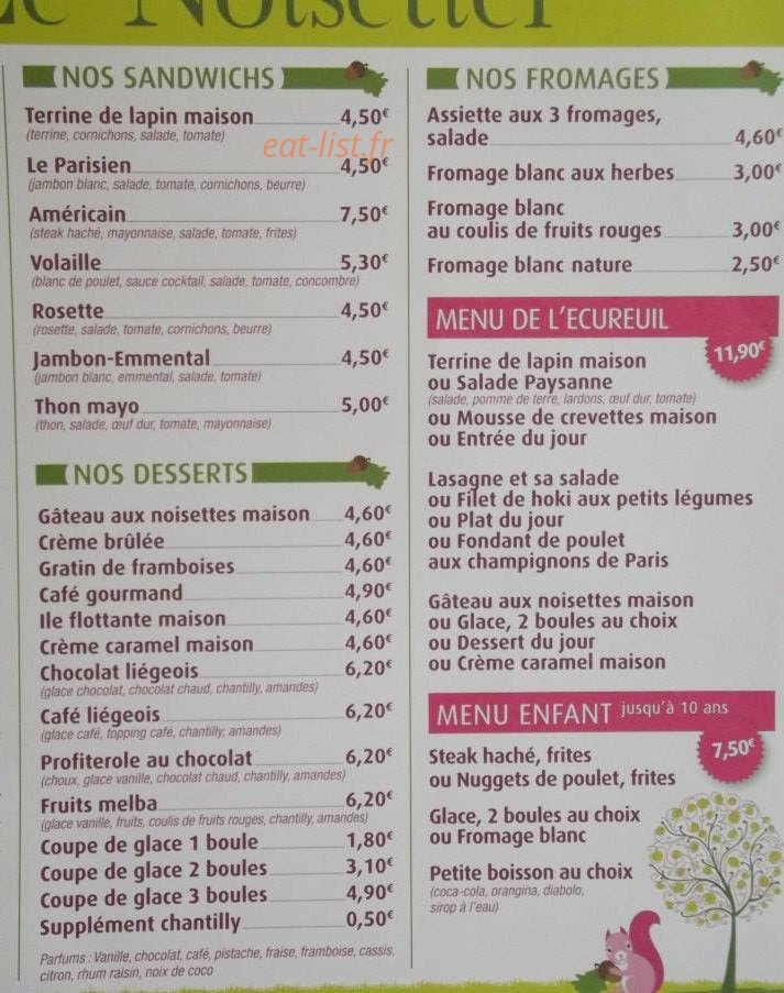 Le Noisetier — carte page 2