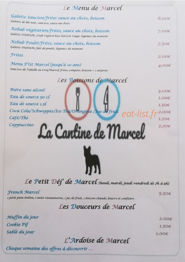 La Cantine de Marcel — carte page 1