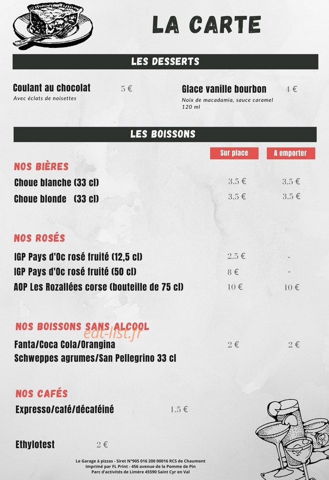 Le garage à pizzas — carte page 3