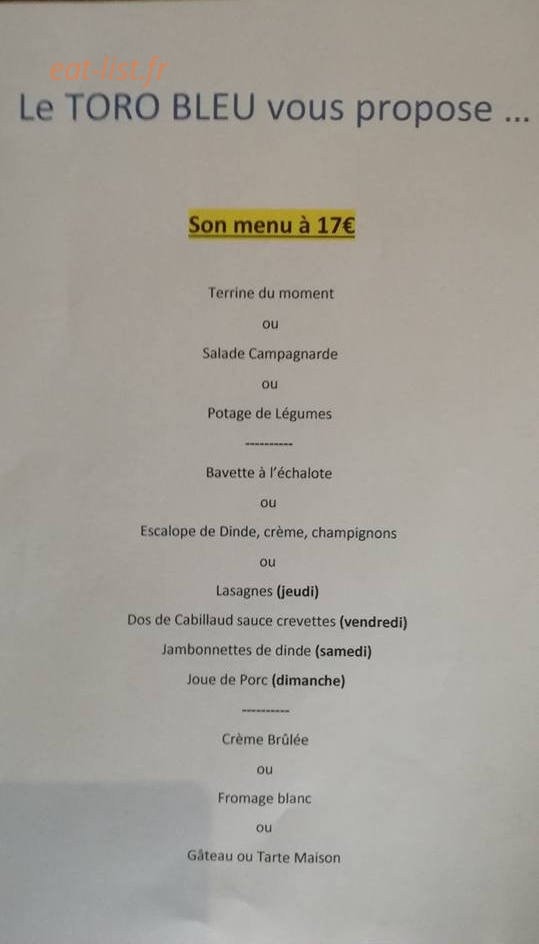 Le Toro Bleu — carte page 6