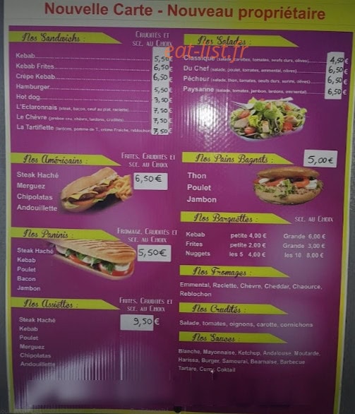 ô sand'wich — carte page 1