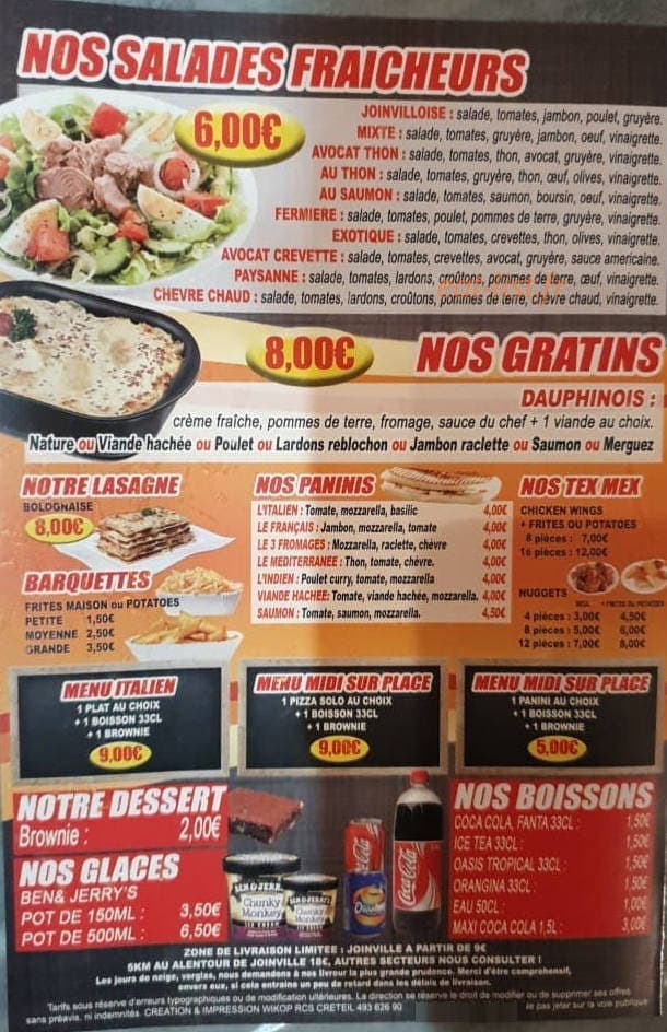 Bella Pizza — carte page 3