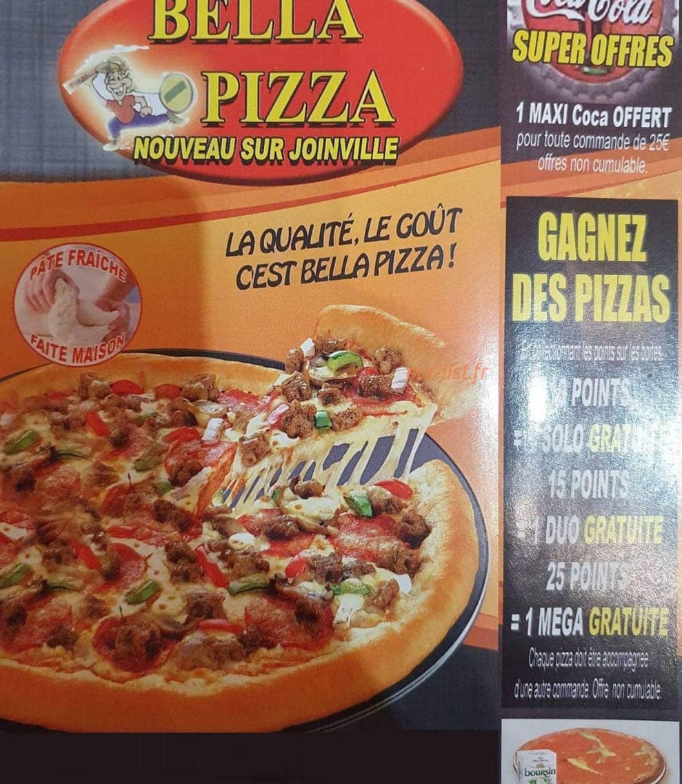 Bella Pizza — carte page 1