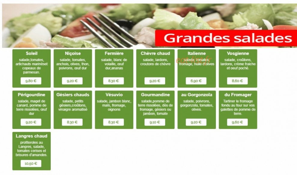 Pizzeria Le Vesuvio — carte page 3