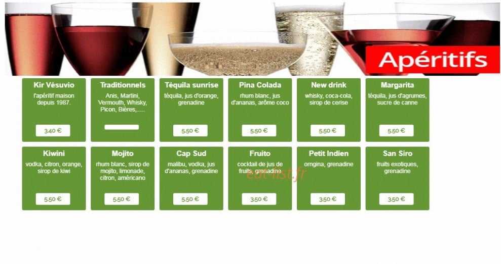Pizzeria Le Vesuvio — carte page 1