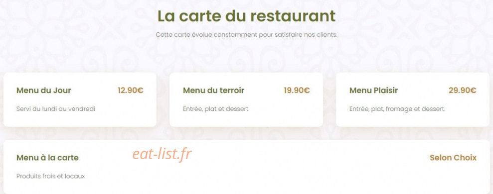 Auberge Le Commerce — carte page 1