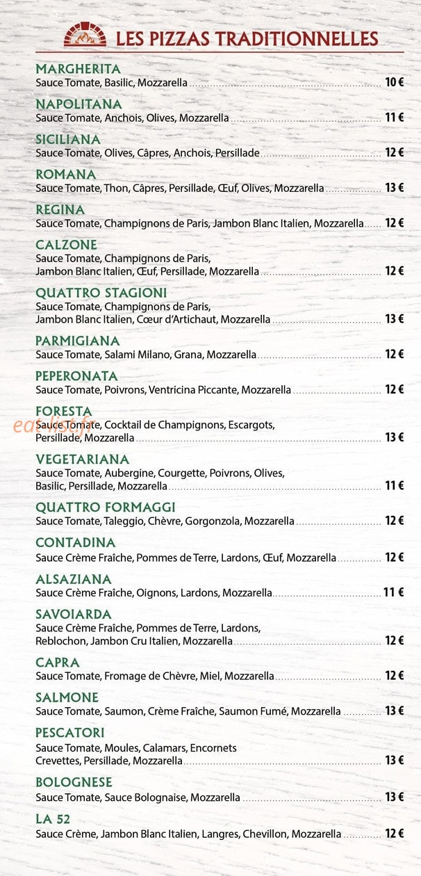 Pizzeria 17-22 — carte page 2