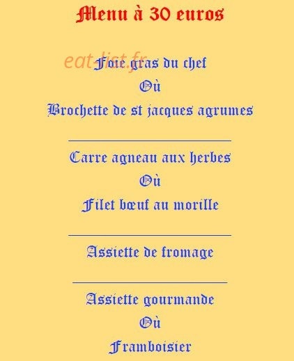 Le Petit Charme — carte page 8