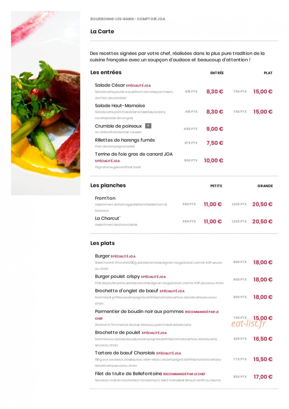 Comptoir Joa — carte page 1
