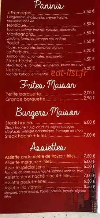 Carte et menu de La Gourmandise Salée à Eurville Bienville — Les paninis, frites, burgers et assiettes