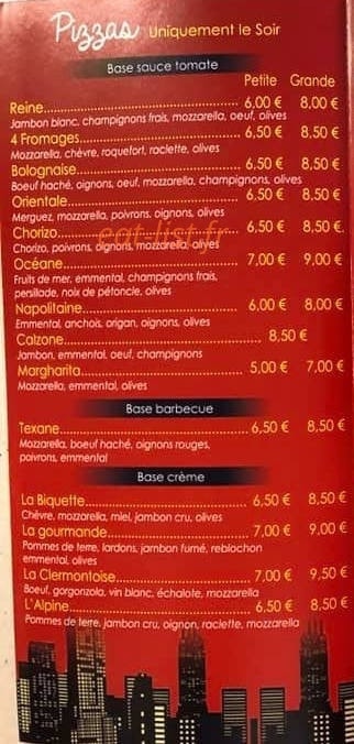 Carte et menu de La Gourmandise Salée à Eurville Bienville — Les pizzas