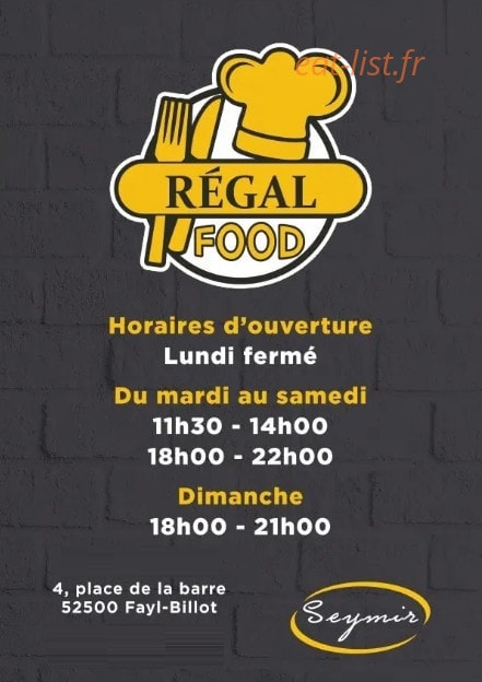Régal food — carte page 1