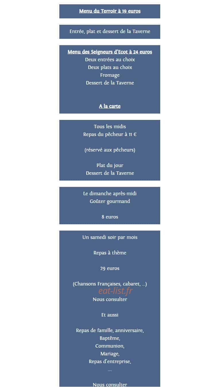 La Taverne des trois fontaines — carte page 1