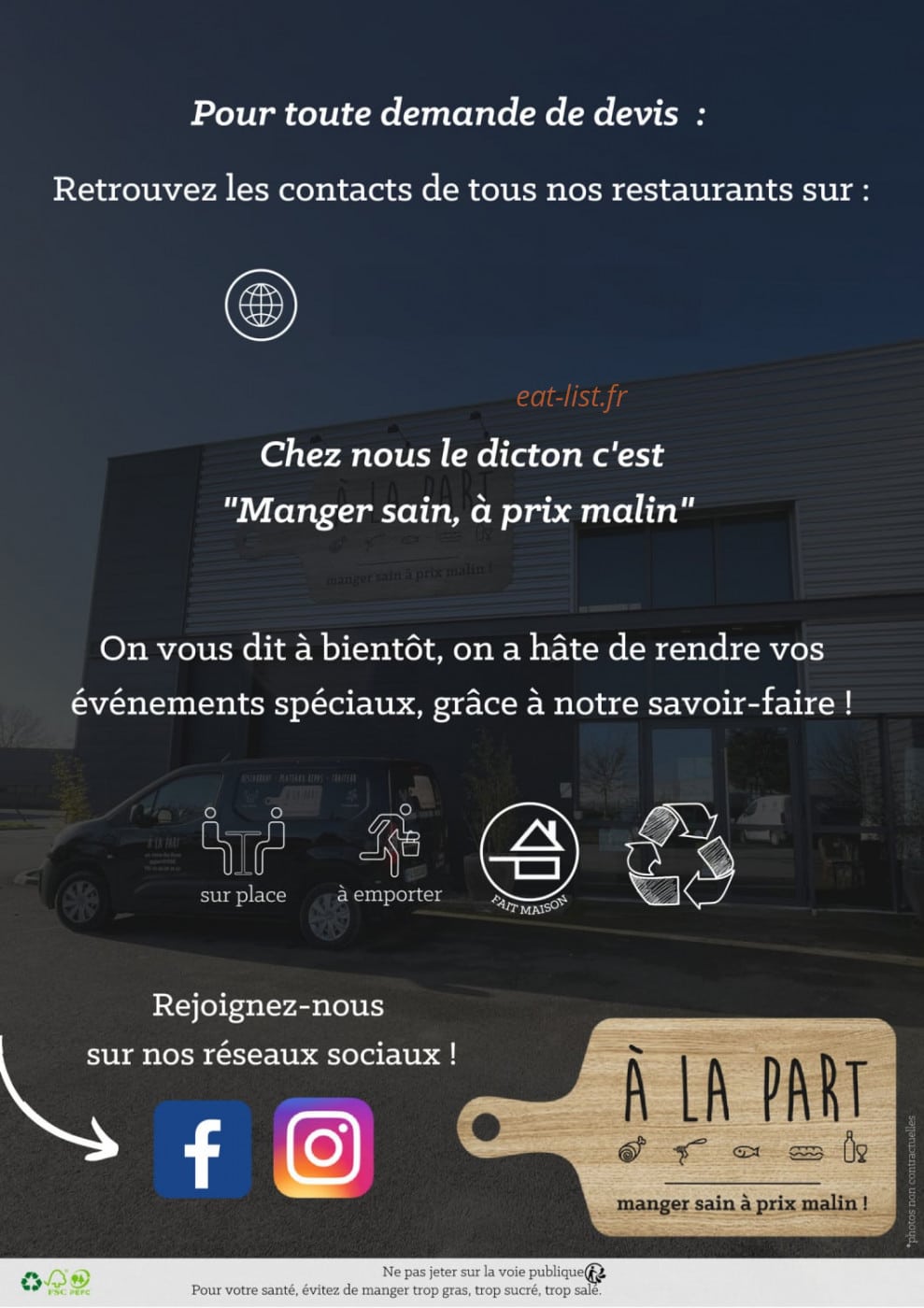 À La Part — carte page 15