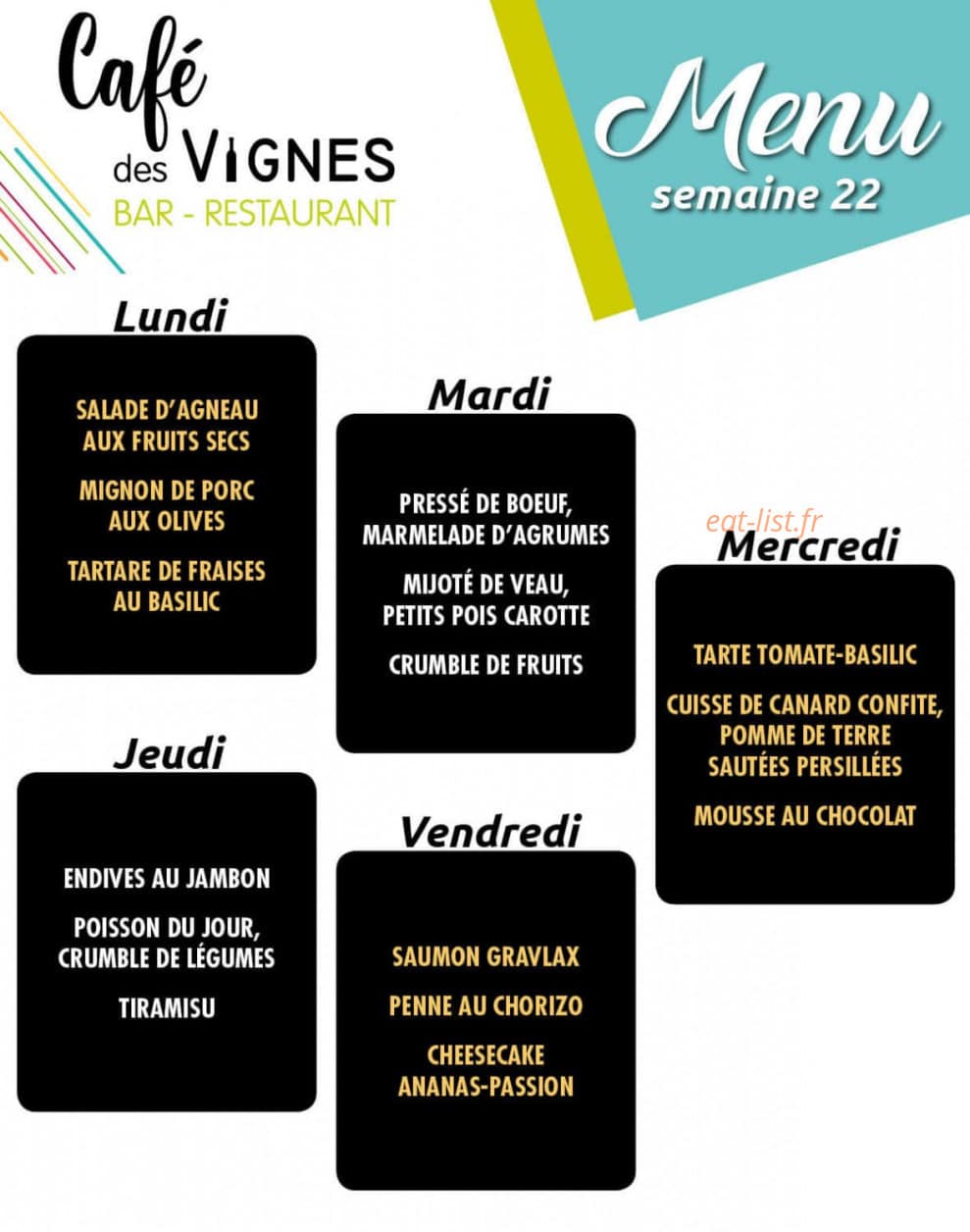 Café des Vignes — carte page 1