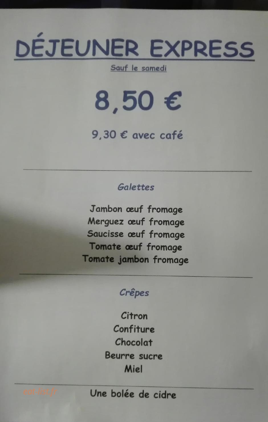 La Cigale — carte page 1