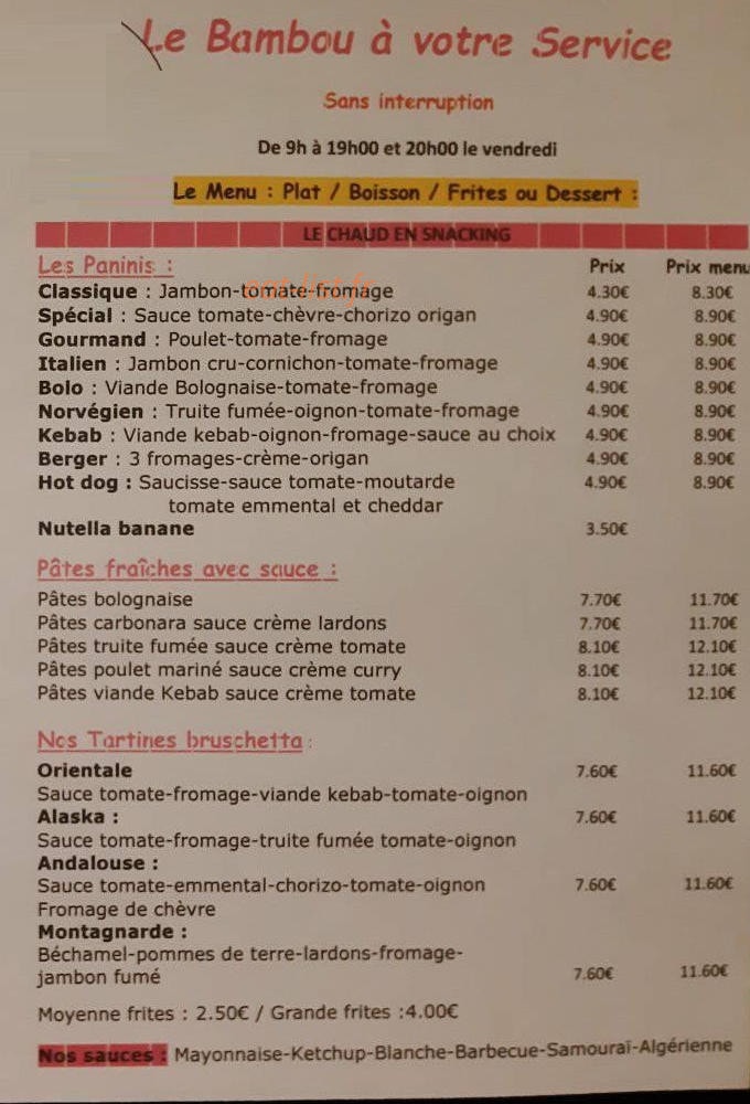 Le Bambou — carte page 2