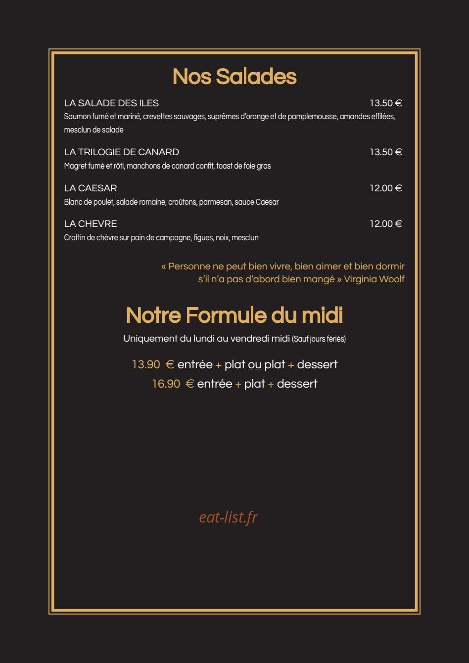 Le Bistrot du Palais — carte page 3