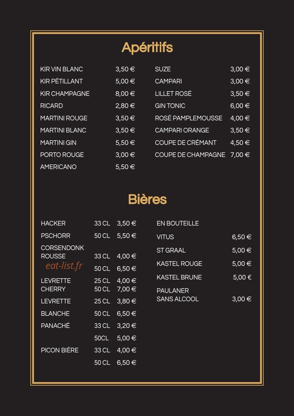 Le Bistrot du Palais — carte page 5