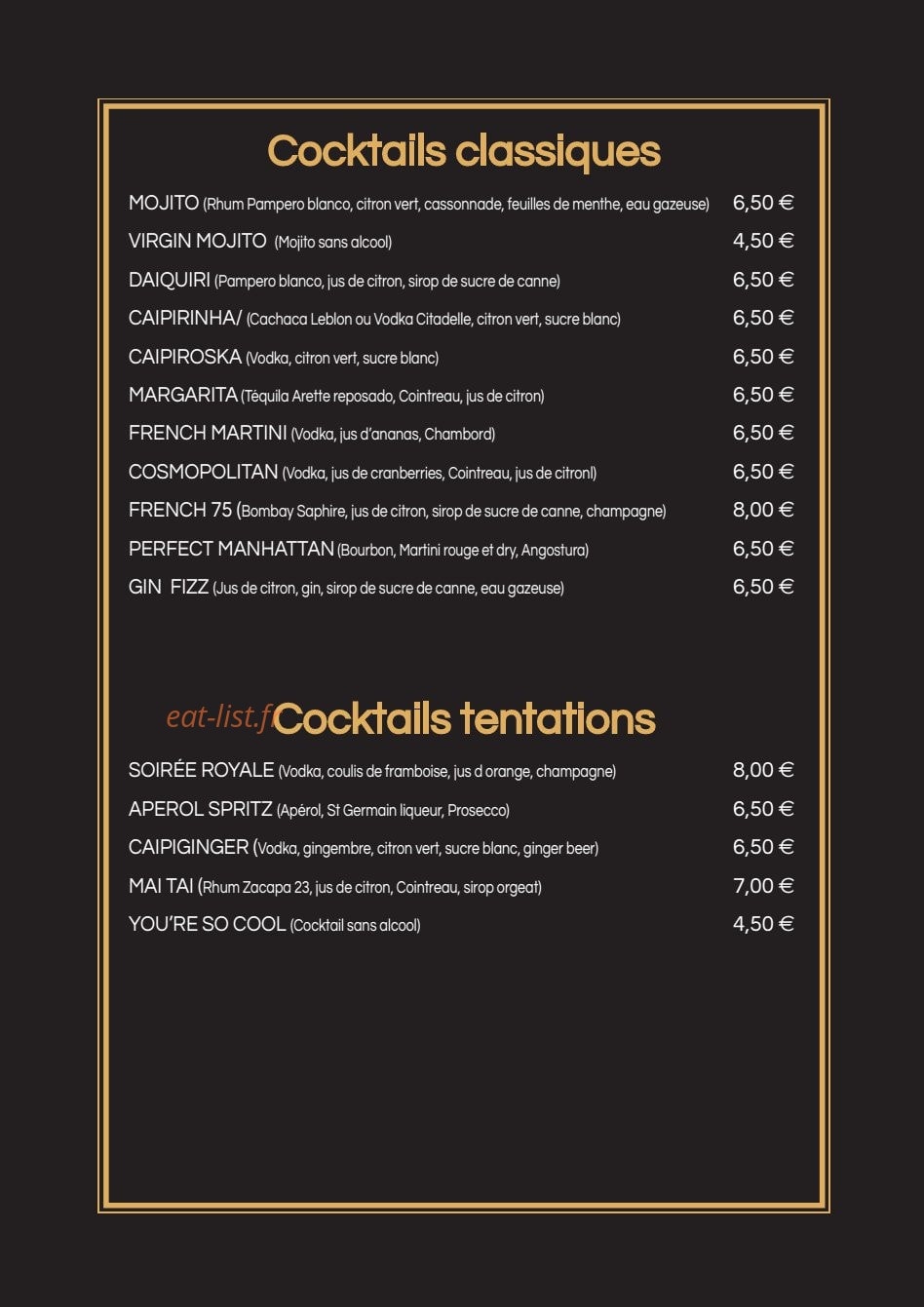 Le Bistrot du Palais — carte page 6