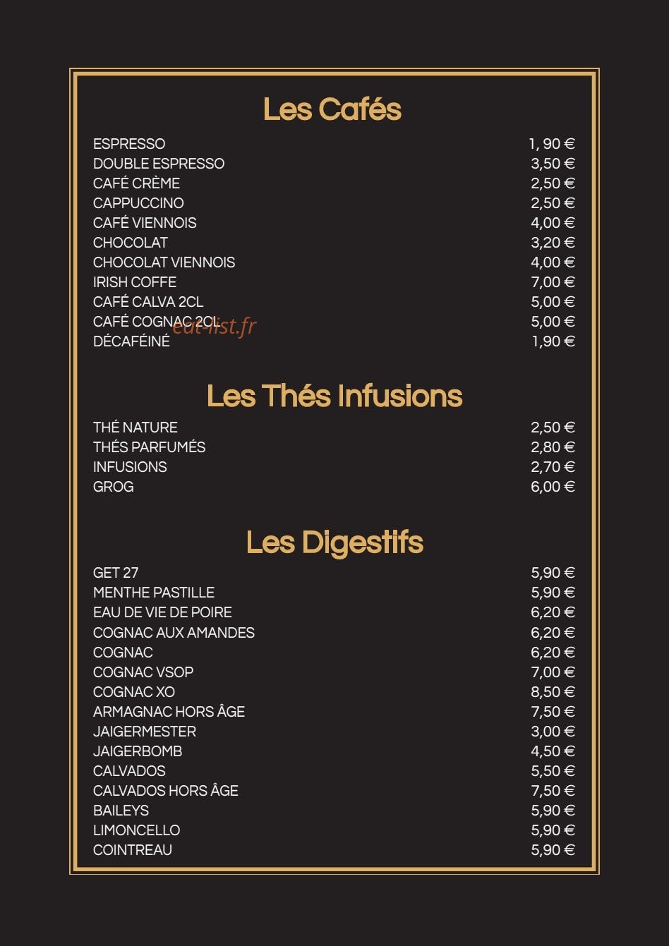 Le Bistrot du Palais — carte page 8