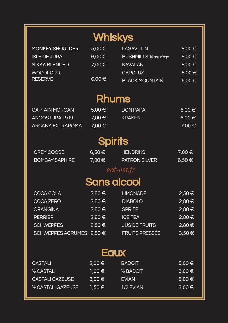 Le Bistrot du Palais — carte page 7