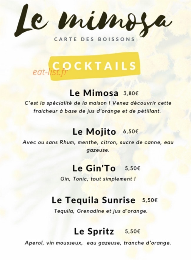 Le Mimosa — carte page 1