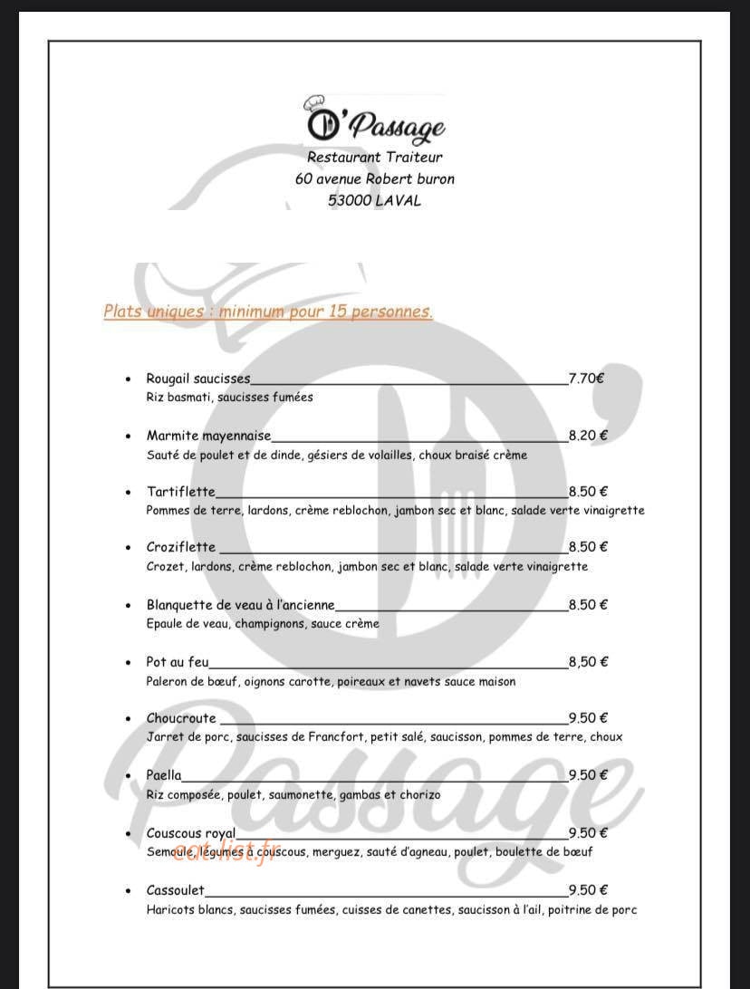 O'Passage — carte page 2