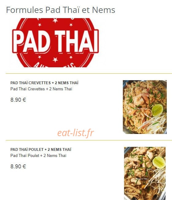 Saveurs thaï — carte page 2