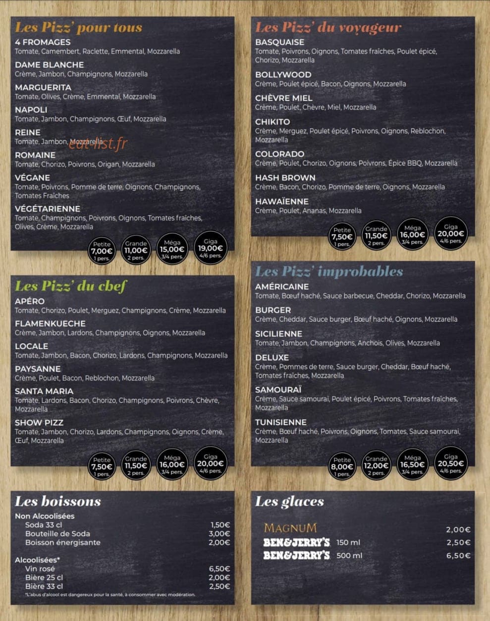 Show Pizz — carte page 1