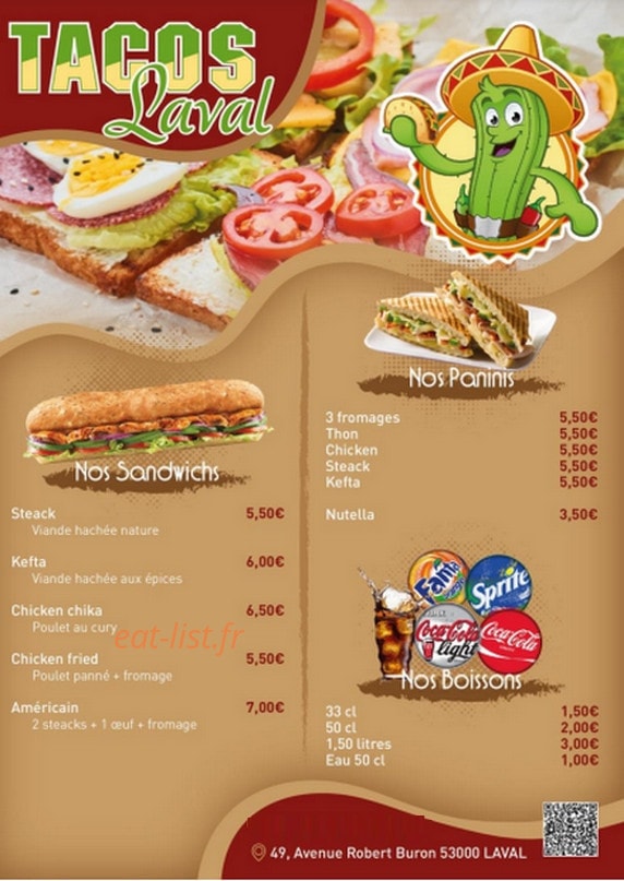 Tacos Laval — carte page 2
