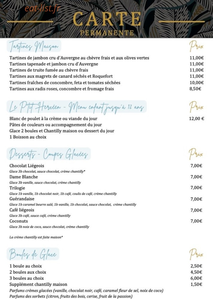 Aux Saisons — carte page 1