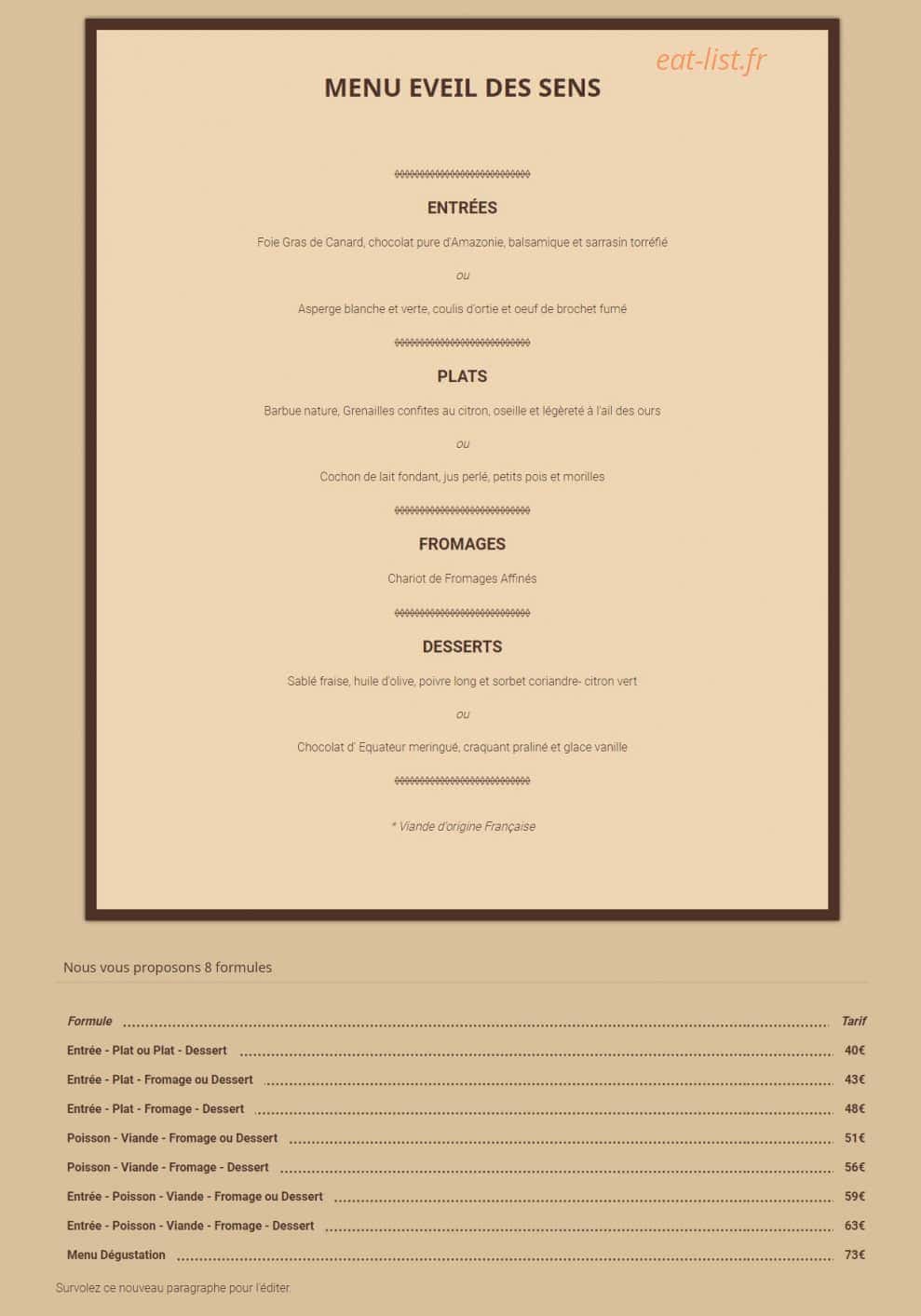 L'Éveil Des Sens — carte page 2