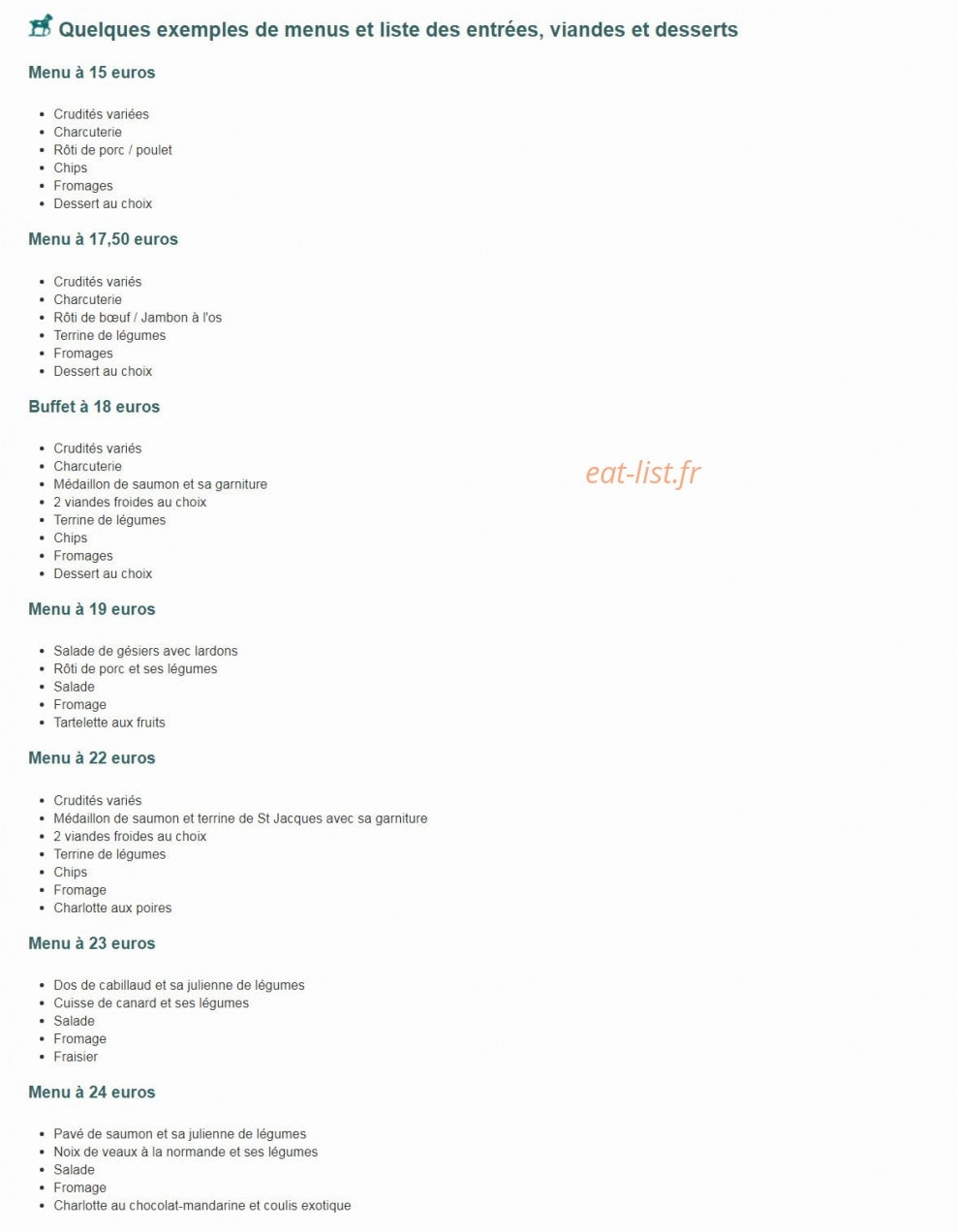 Le Relais Saint Georges — carte page 2