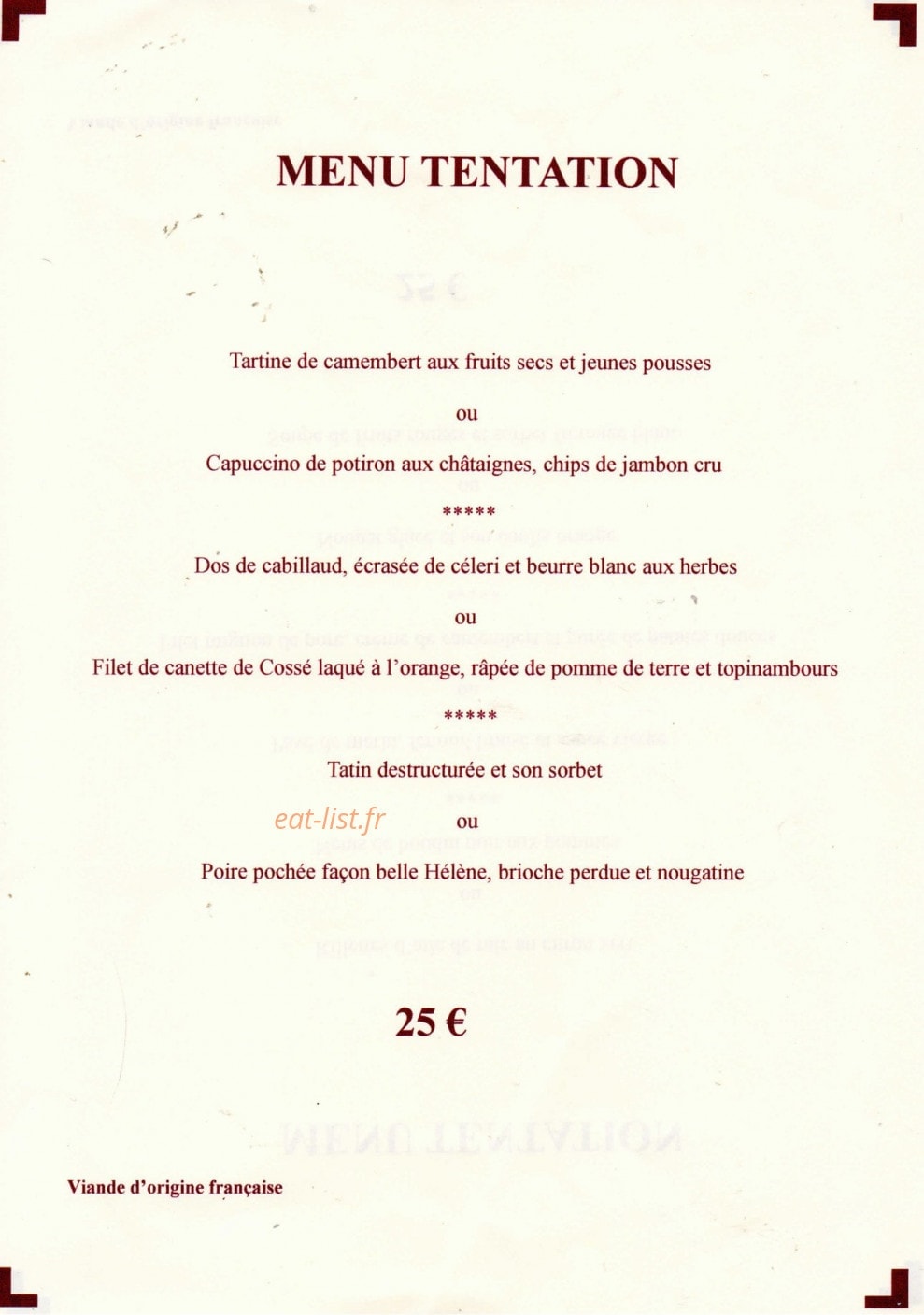 Restaurant du château — carte page 2