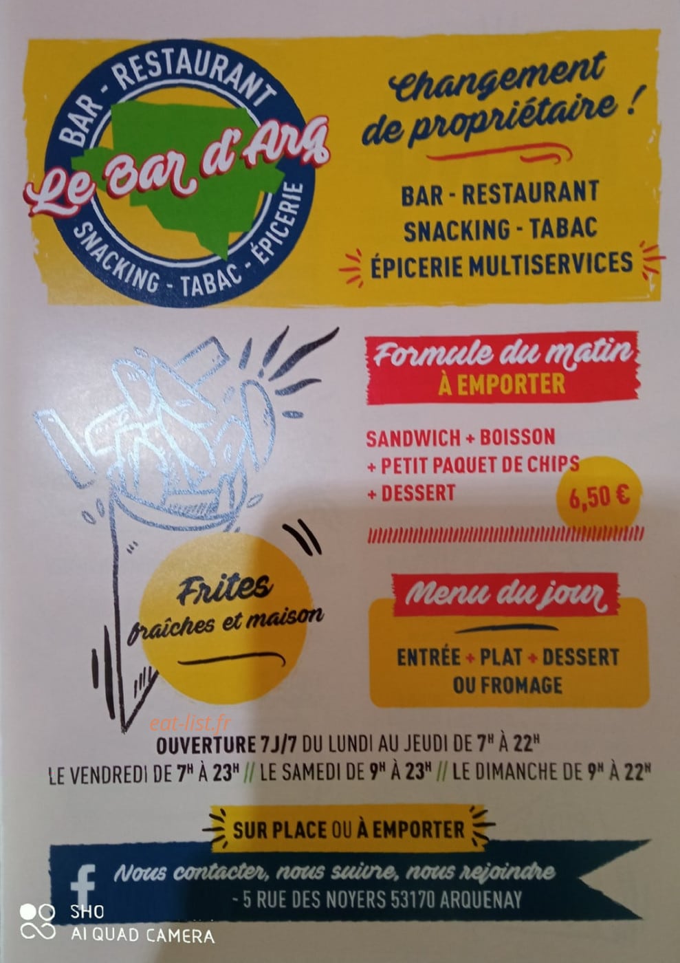 Le Bar D'arq — carte page 1