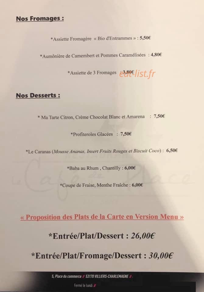 Le Café De La Place — carte page 2