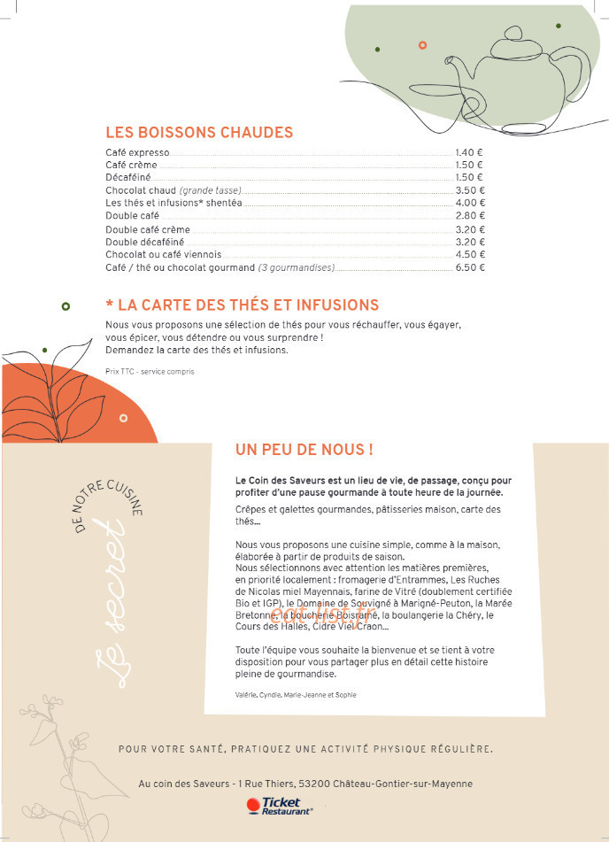 Au coin des saveurs — carte page 8