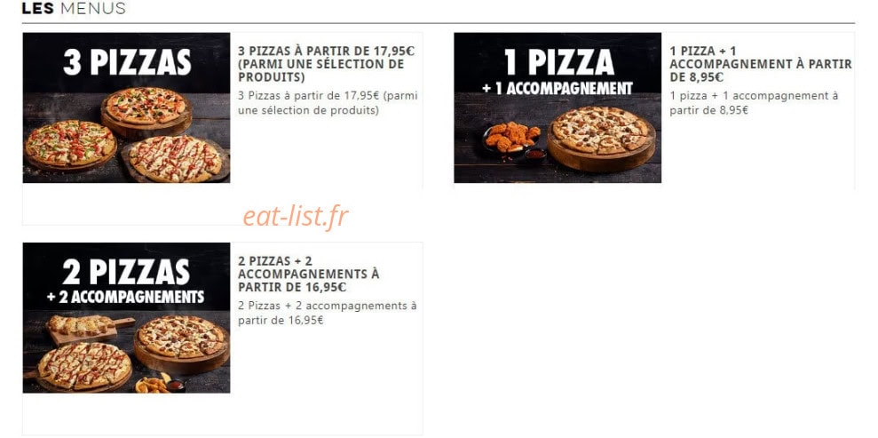 Domino's — carte page 1