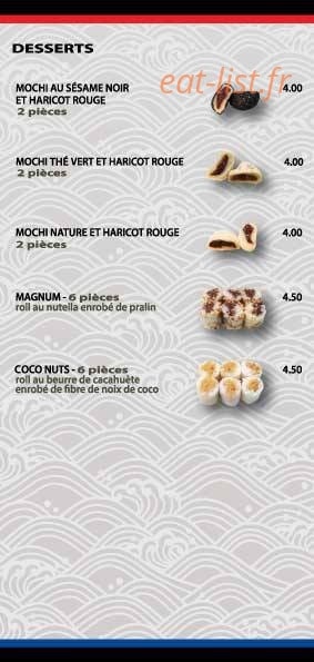 Carte et menu de Hattori Sushi à Château-Gontier-sur-Mayenne  — Les desserts